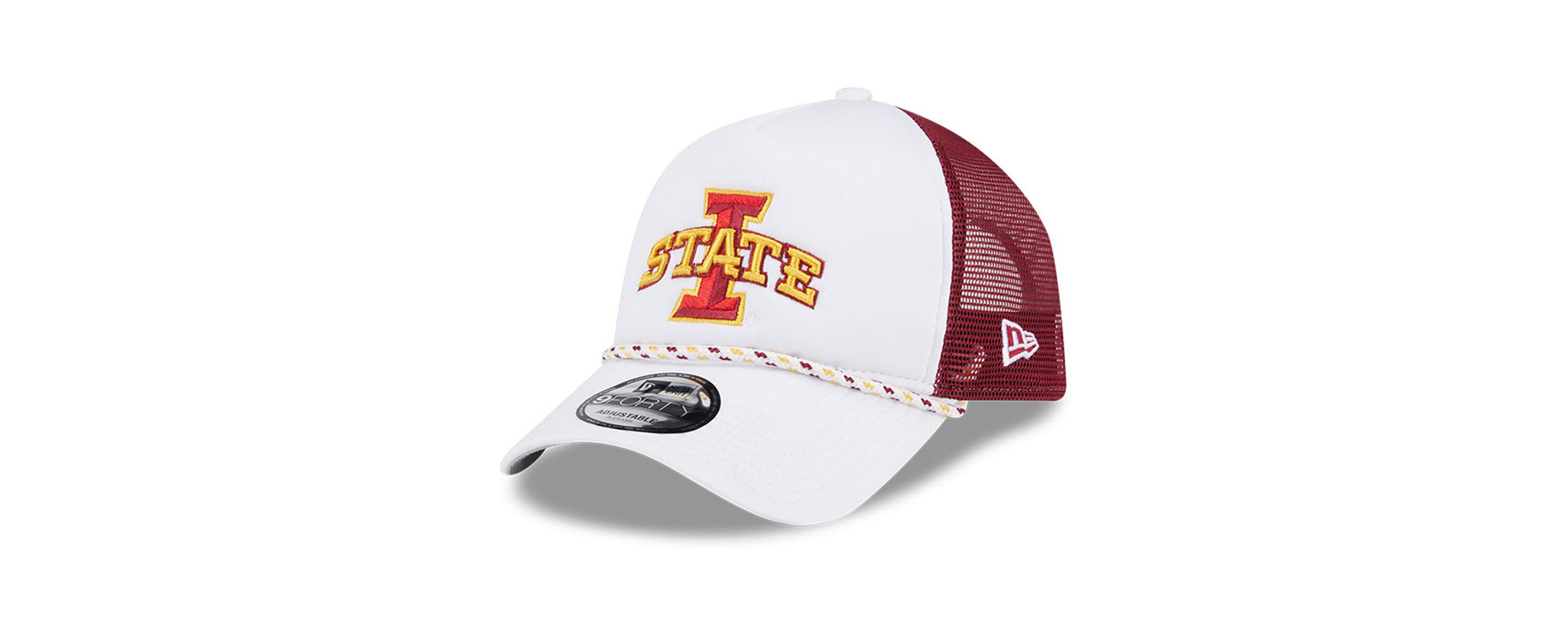 NCAA White/Cardinal Iowa State Cyclones Court Sport Foam A-Frame 9FORTY Adjustable Trucker Hat