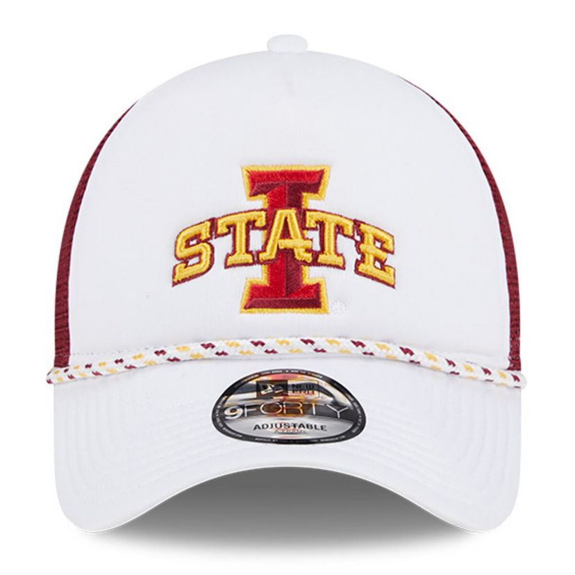 NCAA White/Cardinal Iowa State Cyclones Court Sport Foam A-Frame 9FORTY Adjustable Trucker Hat