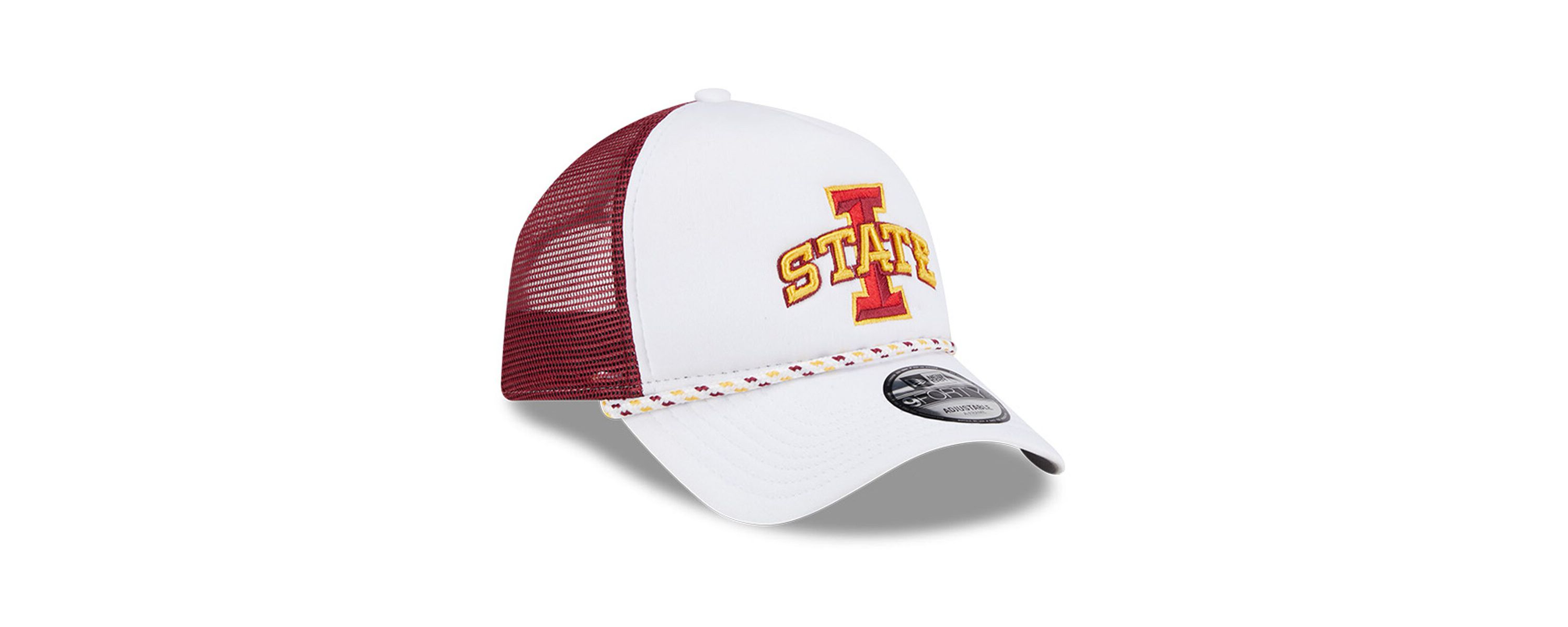 NCAA White/Cardinal Iowa State Cyclones Court Sport Foam A-Frame 9FORTY Adjustable Trucker Hat