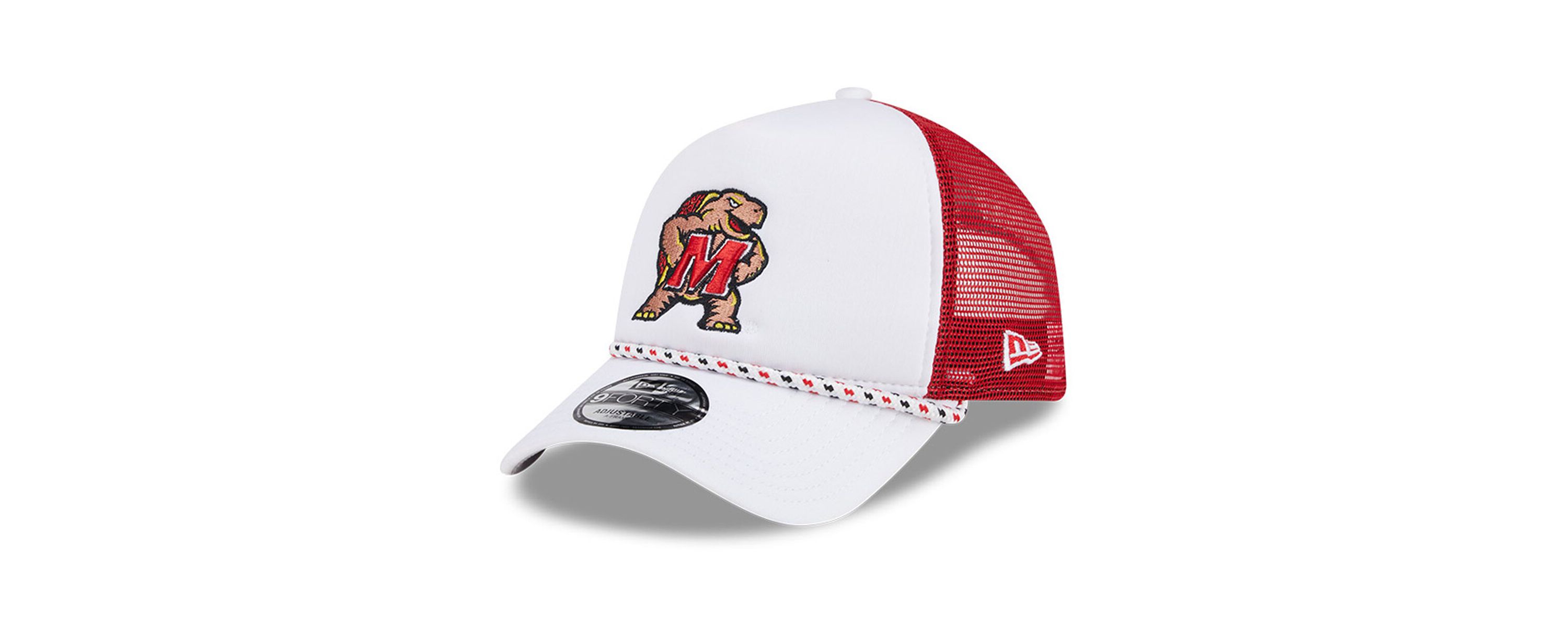 NCAA White/Red Maryland Terrapins Court Sport Foam A-Frame 9FORTY Adjustable Trucker Hat