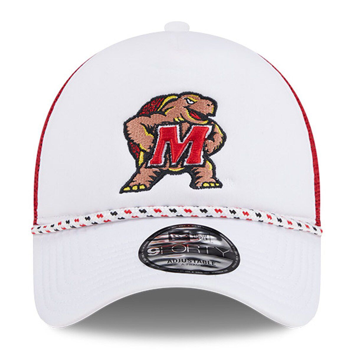 NCAA White/Red Maryland Terrapins Court Sport Foam A-Frame 9FORTY Adjustable Trucker Hat