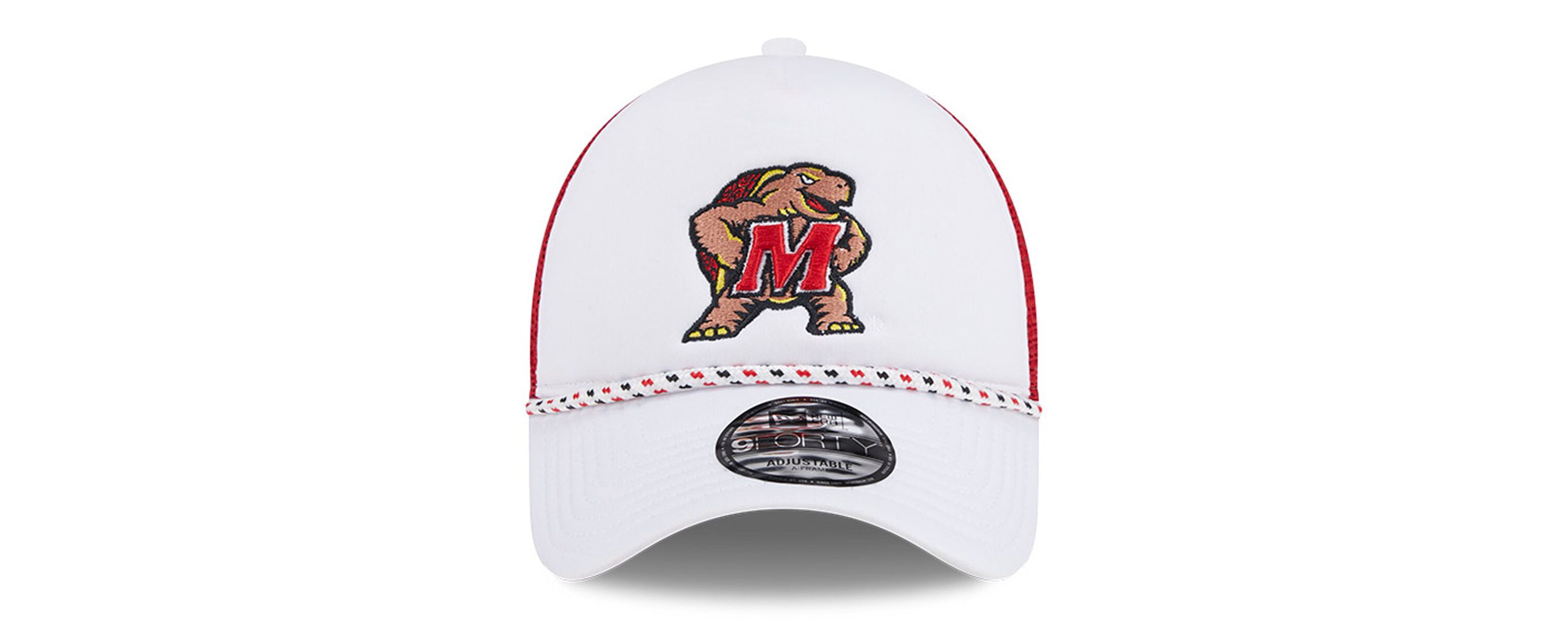 NCAA White/Red Maryland Terrapins Court Sport Foam A-Frame 9FORTY Adjustable Trucker Hat