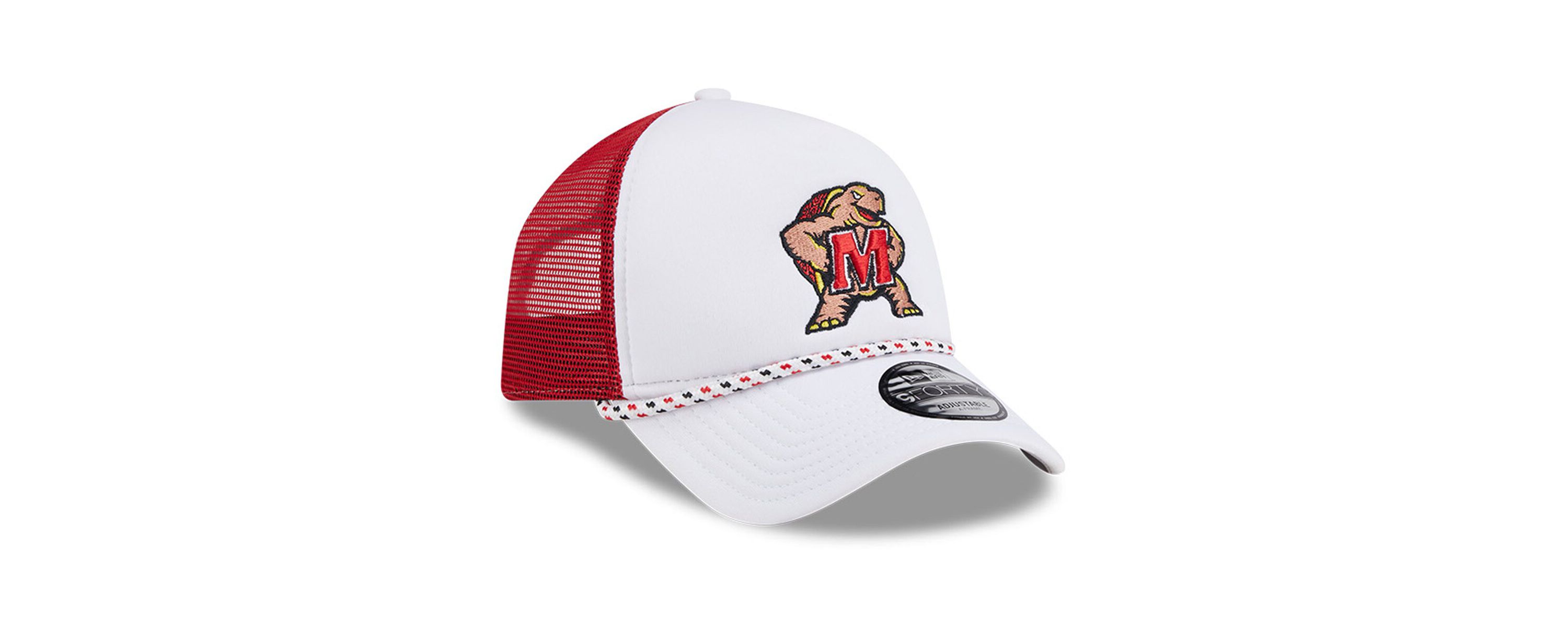 NCAA White/Red Maryland Terrapins Court Sport Foam A-Frame 9FORTY Adjustable Trucker Hat