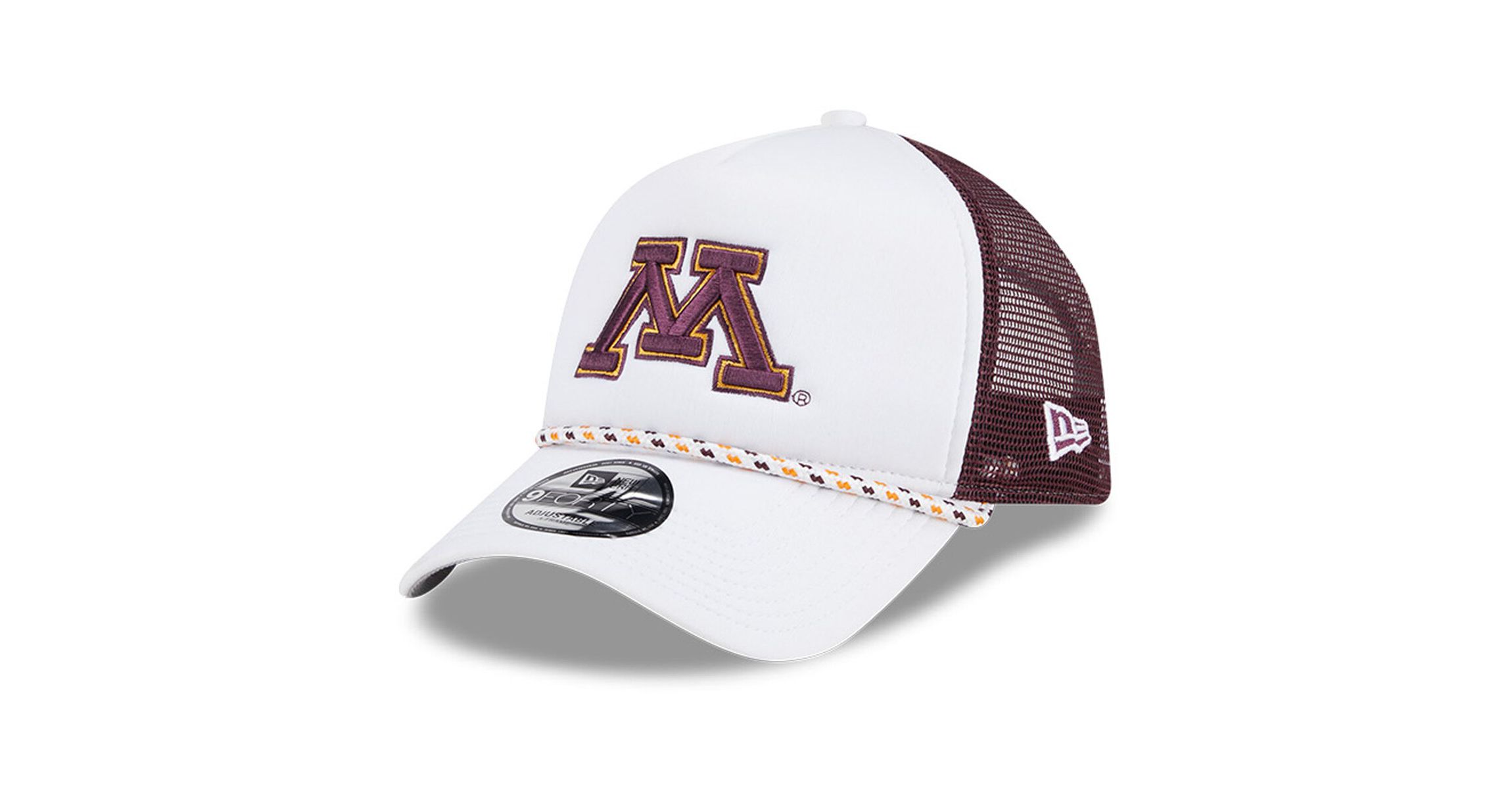 NCAA White/Maroon Minnesota Golden Gophers Court Sport Foam A-Frame 9FORTY Adjustable Trucker Hat