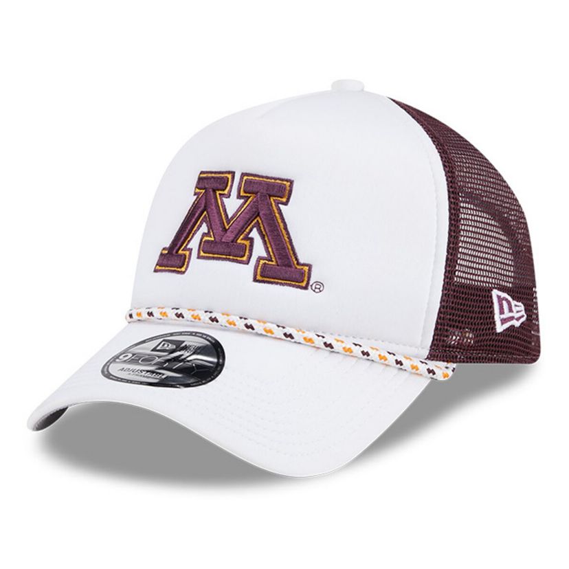 NCAA White/Maroon Minnesota Golden Gophers Court Sport Foam A-Frame 9FORTY Adjustable Trucker Hat