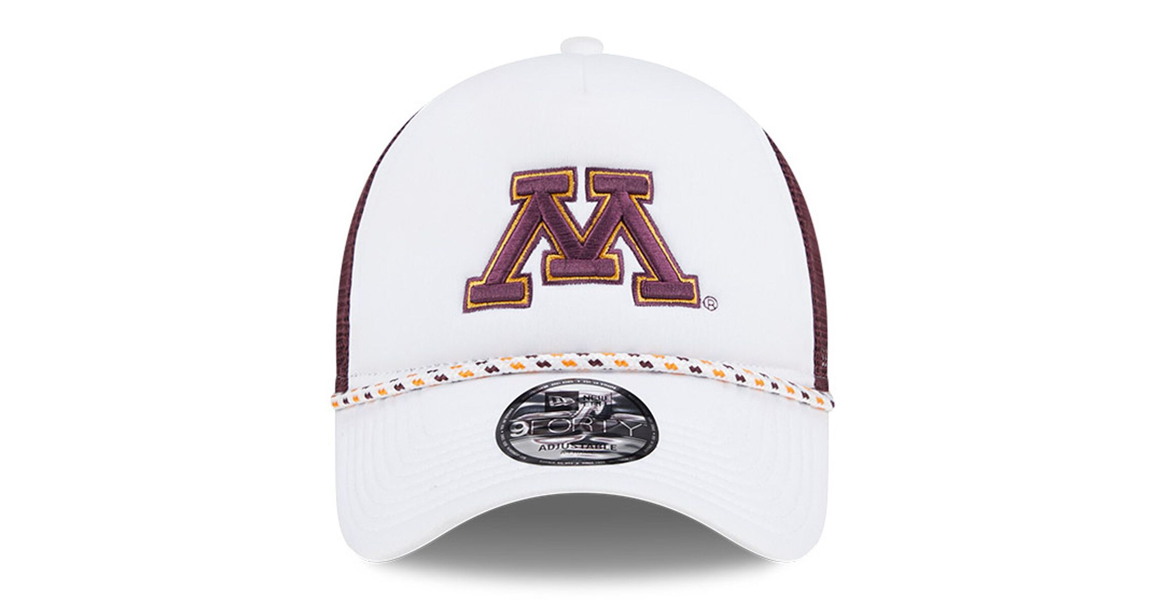 NCAA White/Maroon Minnesota Golden Gophers Court Sport Foam A-Frame 9FORTY Adjustable Trucker Hat
