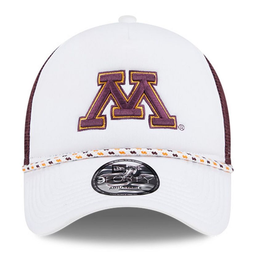 NCAA White/Maroon Minnesota Golden Gophers Court Sport Foam A-Frame 9FORTY Adjustable Trucker Hat