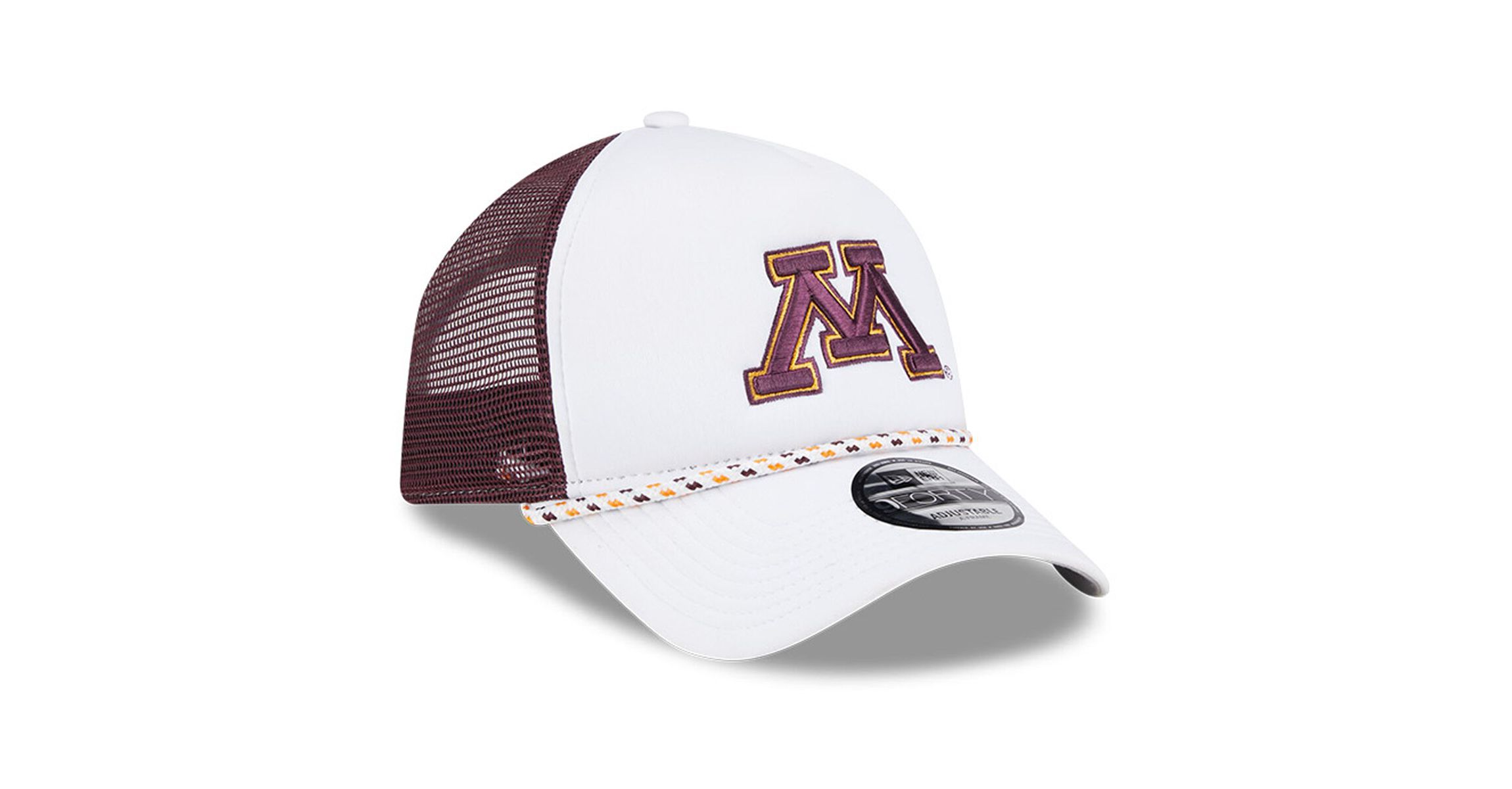 NCAA White/Maroon Minnesota Golden Gophers Court Sport Foam A-Frame 9FORTY Adjustable Trucker Hat