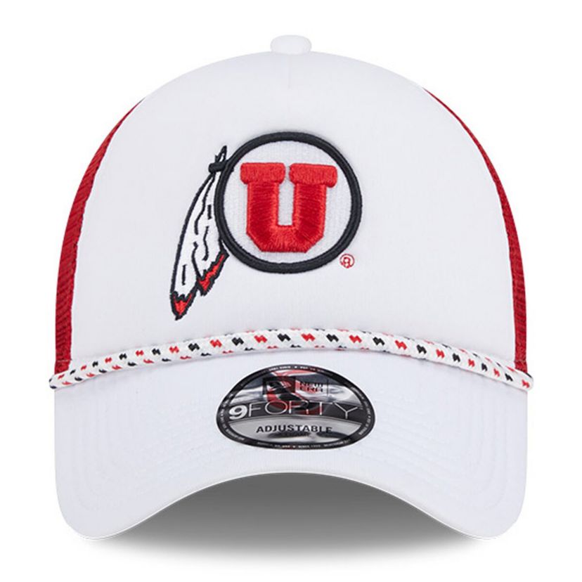 NCAA White/Red Utah Utes Court Sport Foam A-Frame 9FORTY Adjustable Trucker Hat