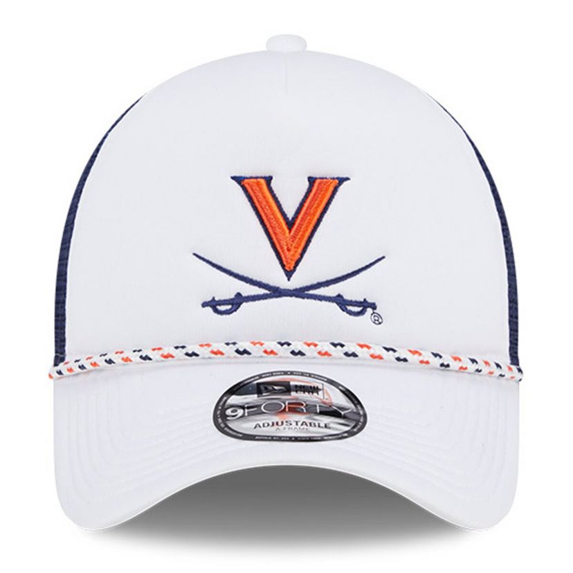NCAA White/Navy Virginia Cavaliers Court Sport Foam A-Frame 9FORTY Adjustable Trucker Hat