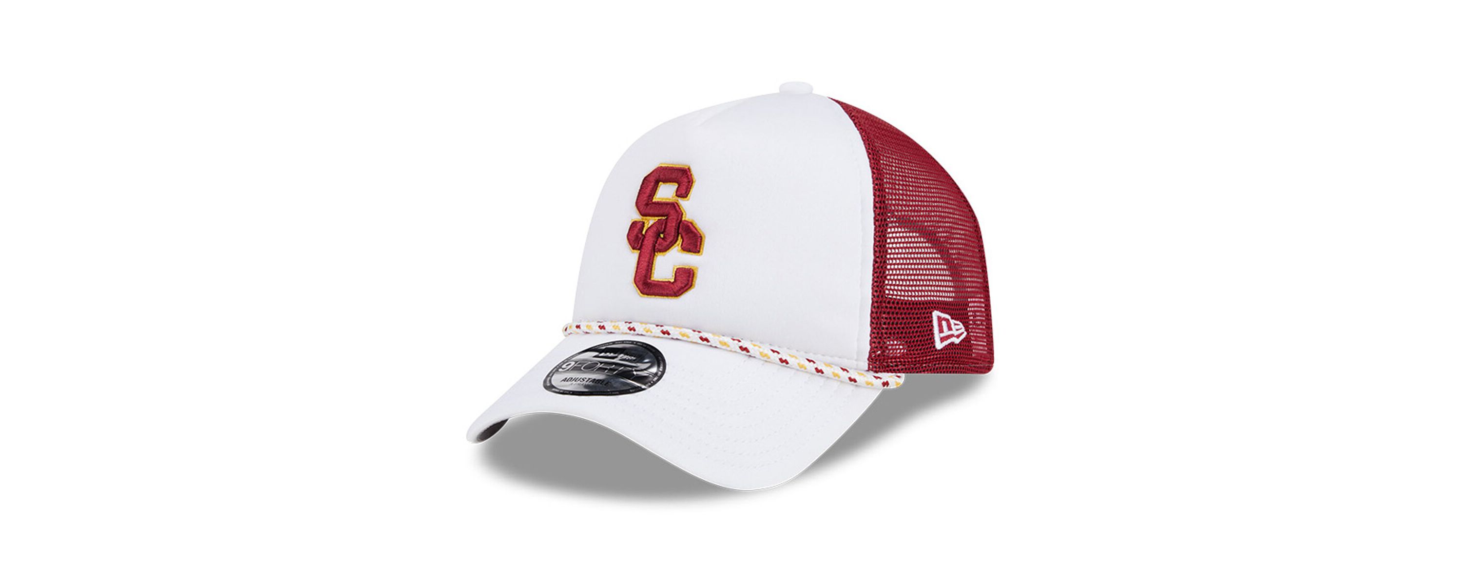 NCAA White/Cardinal USC Trojans Court Sport Foam A-Frame 9FORTY Adjustable Trucker Hat