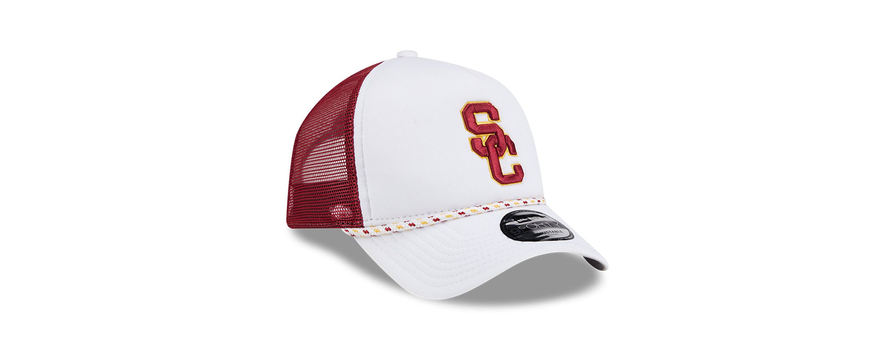 NCAA White/Cardinal USC Trojans Court Sport Foam A-Frame 9FORTY Adjustable Trucker Hat