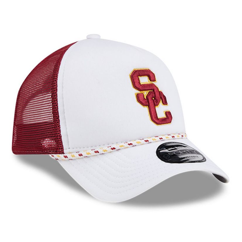 NCAA White/Cardinal USC Trojans Court Sport Foam A-Frame 9FORTY Adjustable Trucker Hat