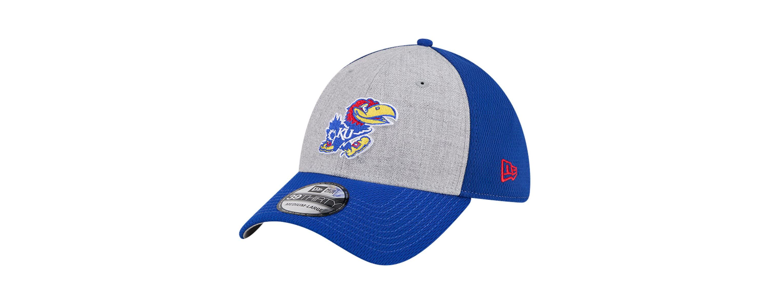 NCAA Heather Gray/Royal Kansas Jayhawks Two-Tone 39THIRTY Flex Hat