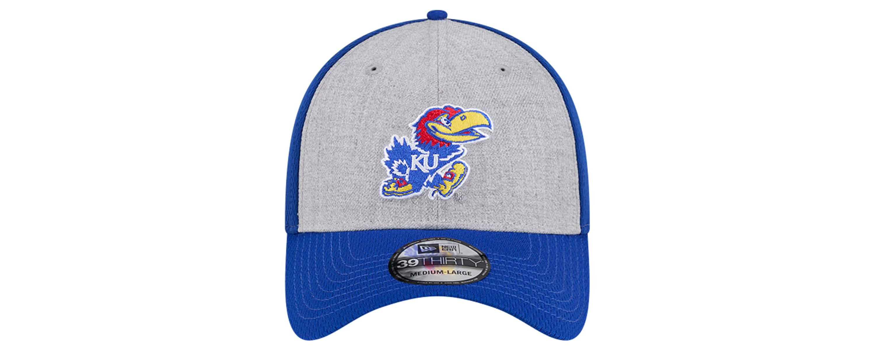 NCAA Heather Gray/Royal Kansas Jayhawks Two-Tone 39THIRTY Flex Hat