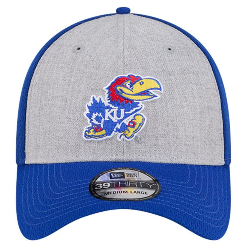 NCAA Heather Gray/Royal Kansas Jayhawks Two-Tone 39THIRTY Flex Hat