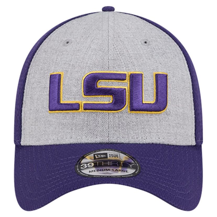 NCAA Heather Gray/Purple LSU Tigers Two-Tone 39THIRTY Flex Hat