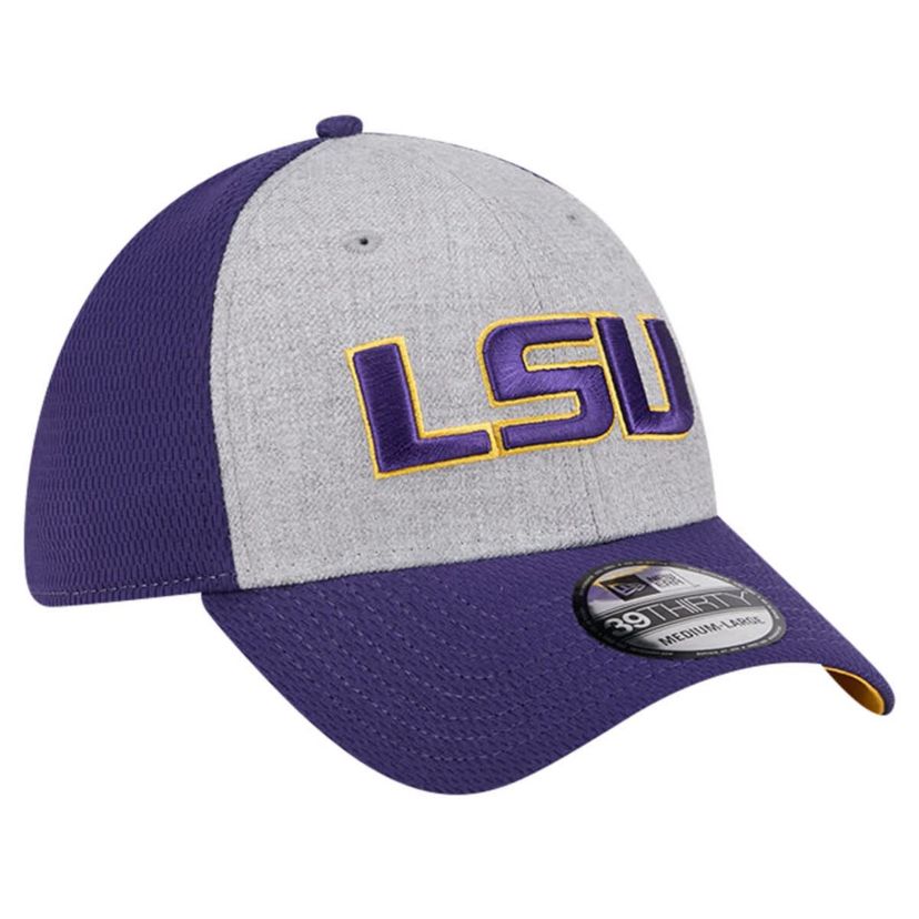 NCAA Heather Gray/Purple LSU Tigers Two-Tone 39THIRTY Flex Hat