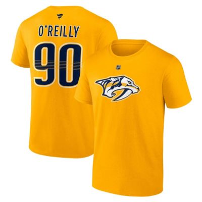 Men's NHL Fanatics Ryan O'Reilly Nashville Predators Authentic Stack Name & Number T-Shirt, Gold, XL