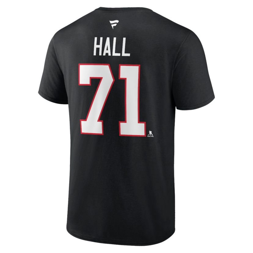 NHL Fanatics Taylor Hall Chicago Blackhawks Authentic Stack Name & Number T-Shirt
