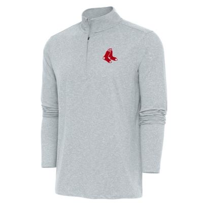Antigua Men's Boston Red Sox MLB Boston Sox Hunk Quarter-Zip Pullover Top, Gray, 3XL