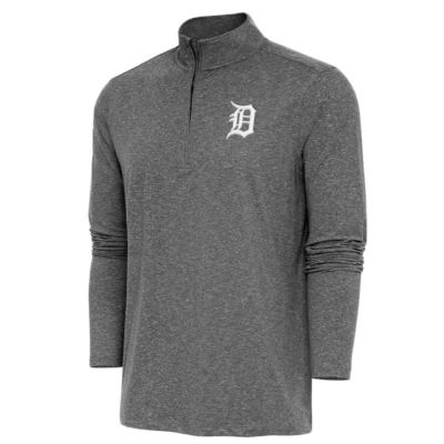 Antigua Men's MLB Detroit Tigers Hunk Quarter-Zip Pullover Top, Black, 3XL