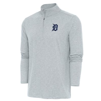 Antigua Men's MLB Detroit Tigers Hunk Quarter-Zip Pullover Top, Gray, 3XL