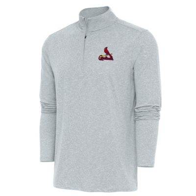 Antigua Men's MLB St. Louis Cardinals Hunk Quarter-Zip Pullover Top, Gray, 2XL