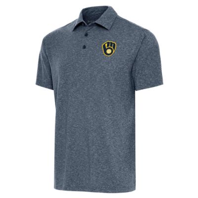 Antigua Men's MLB Milwaukee Brewers Par Polo, Navy Blue, 2XL