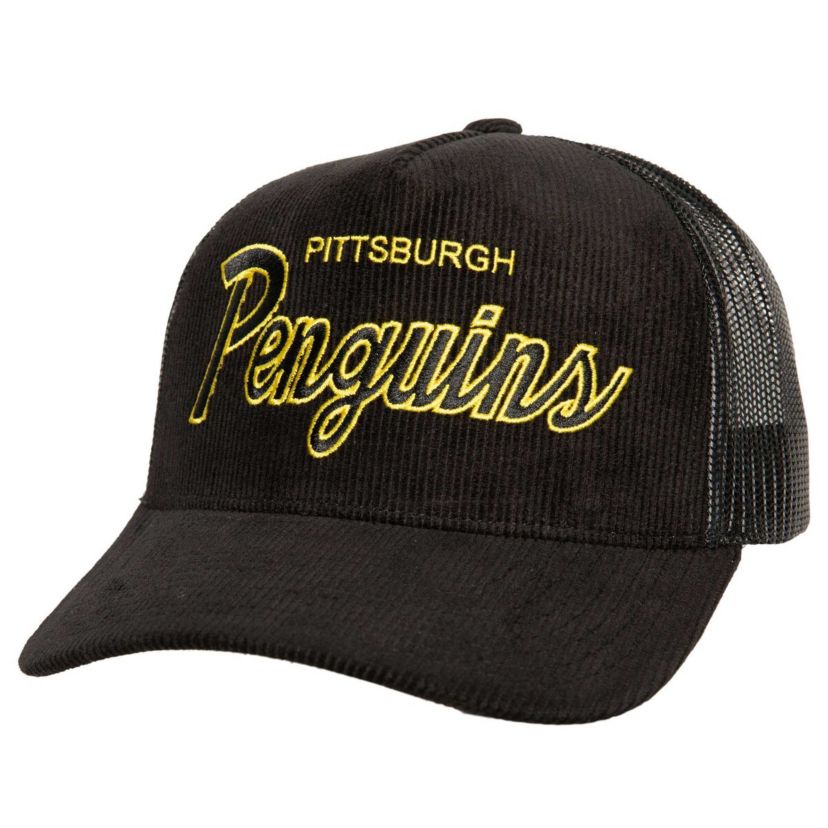 NHL Pittsburgh Penguins Times Up Classic Script Cord Trucker Adjustable Hat