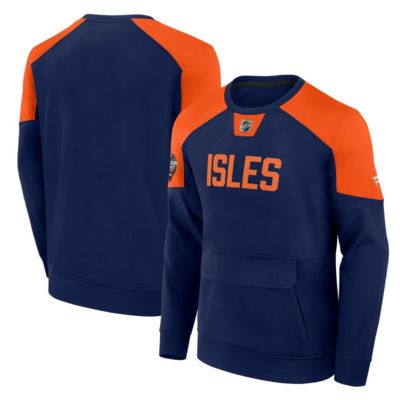 Men's NHL Fanatics New York Islanders 2024 NHL Stadium Series Authentic Pro Fleece Logo Pullover Sweatshirt, Navy Blue, Small