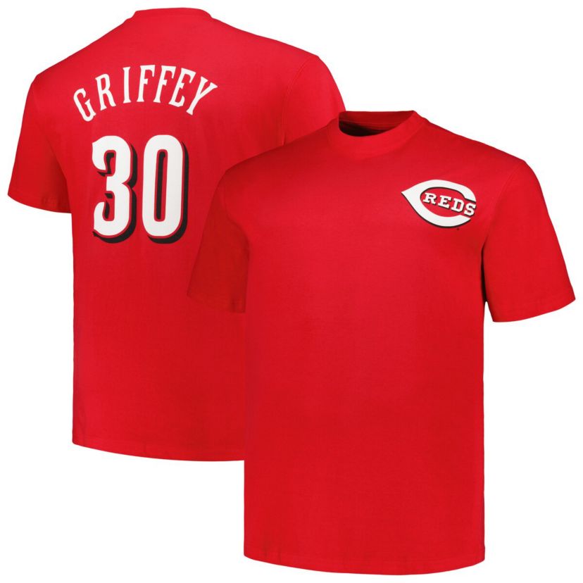 MLB Ken Griffey Cincinnati Reds Big & Tall Cooperstown Collection Player Name & Number T-Shirt