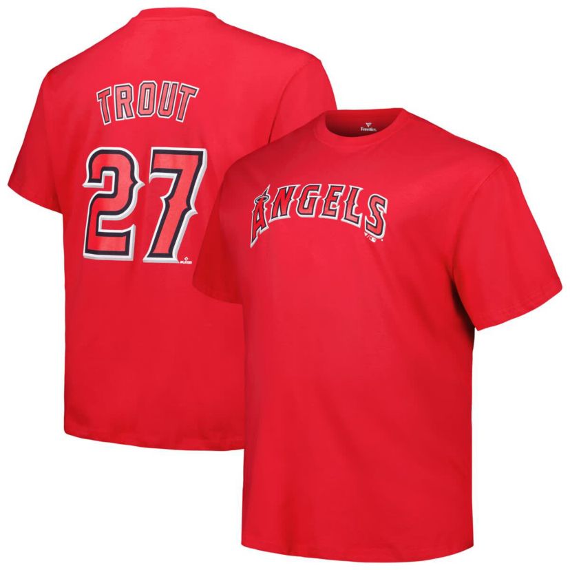 MLB Fanatics Mike Trout Los Angeles Angels Big & Tall Name & Number T-Shirt