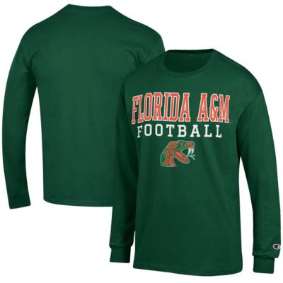 Champion Men's NCAA Florida A&M Rattlers Football Jersey Long Sleeve T-Shirt, Green, 3XL