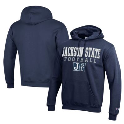 Champion Men's NCAA Jackson State Tigers Football Eco Powerblend Pullover Hoodie, Navy Blue, XS
