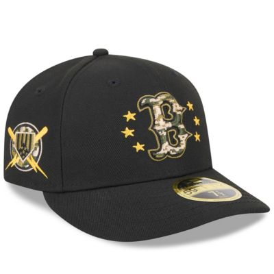 New Era Men's Boston Red Sox MLB Boston Sox 2024 Armed Forces Day Low 59FIFTY Fitted Hat, Black, 7 1/8