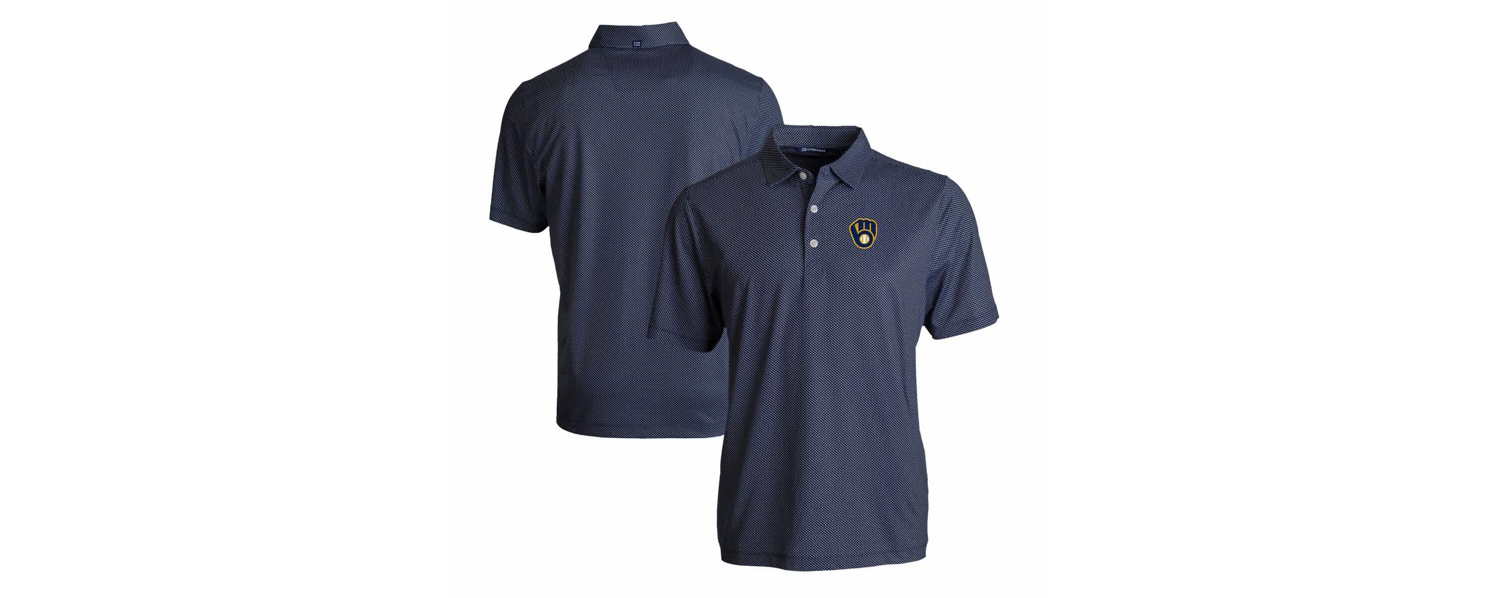 MLB Milwaukee Brewers Big & Tall Pike Eco Symmetry Print Stretch Recycled Polo