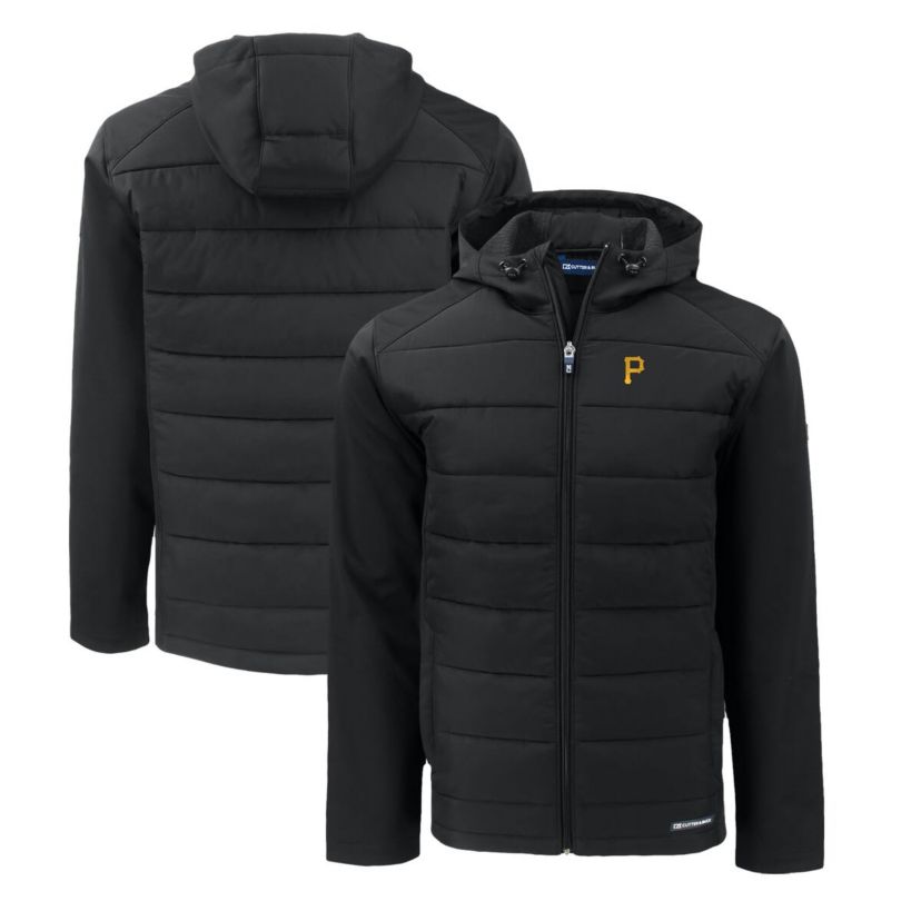 MLB Pittsburgh Pirates Big & Tall Evoke Hybrid Eco Softshell Recycled Full-Zip Hoodie