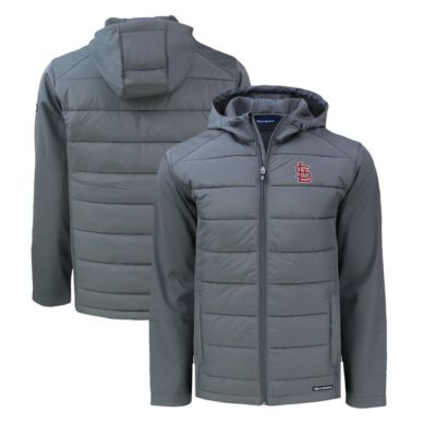 Cutter & Buck Men's MLB St. Louis Cardinals Big & Tall Evoke Hybrid Eco Softshell Recycled Full-Zip Hoodie, Gray, 3XLT -  0197946367585