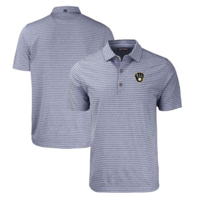 Cutter & Buck Men's MLB Milwaukee Brewers Big & Tall Forge Eco ed Stripe Stretch Recycled Polo, Navy Blue, 3XLT