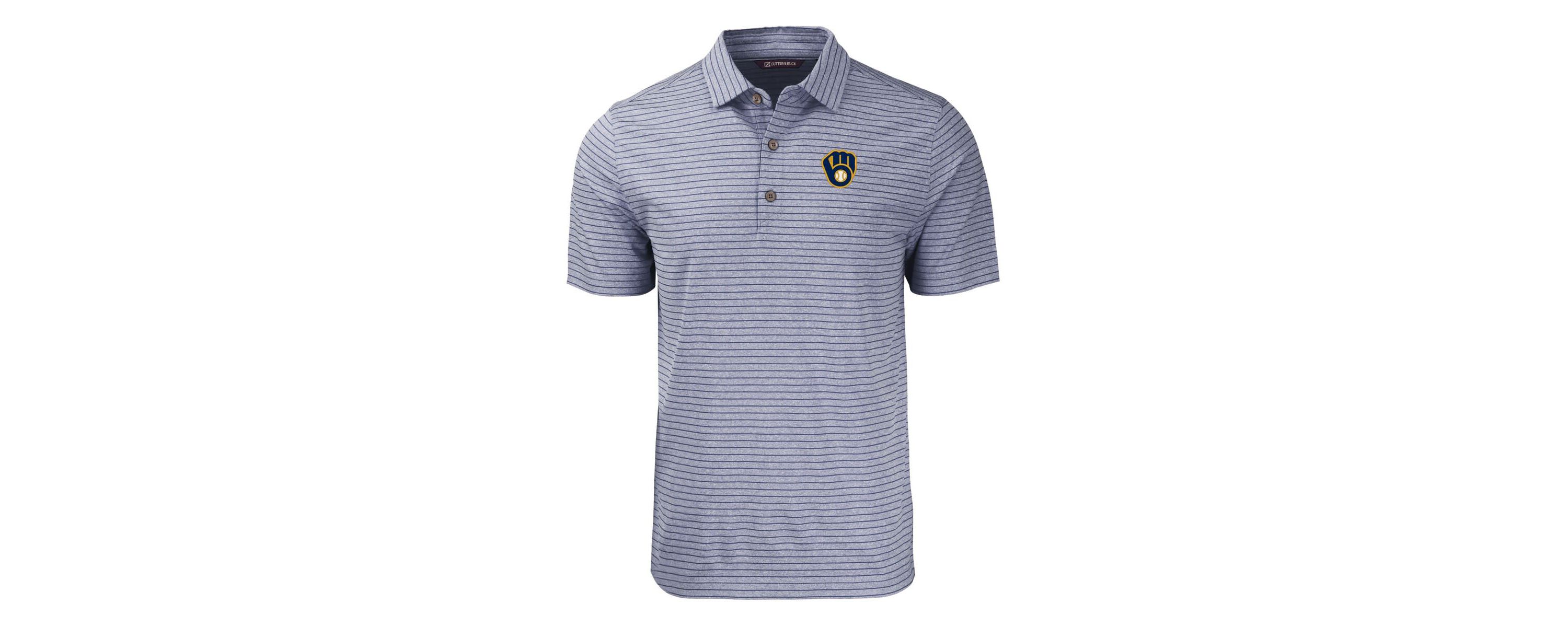MLB Milwaukee Brewers Big & Tall Forge Eco ed Stripe Stretch Recycled Polo