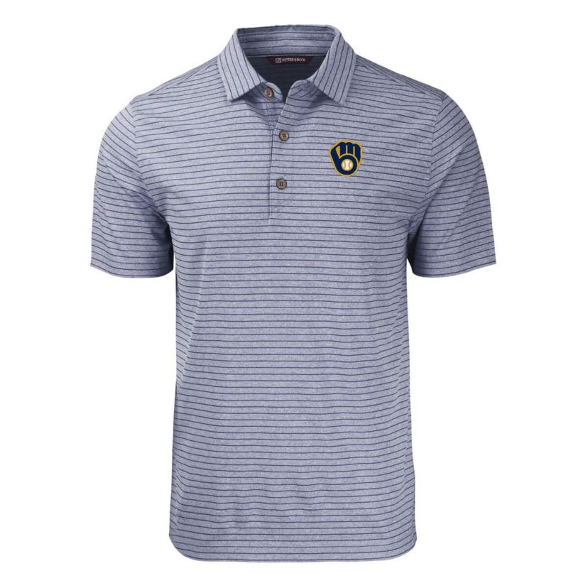 MLB Milwaukee Brewers Big & Tall Forge Eco ed Stripe Stretch Recycled Polo