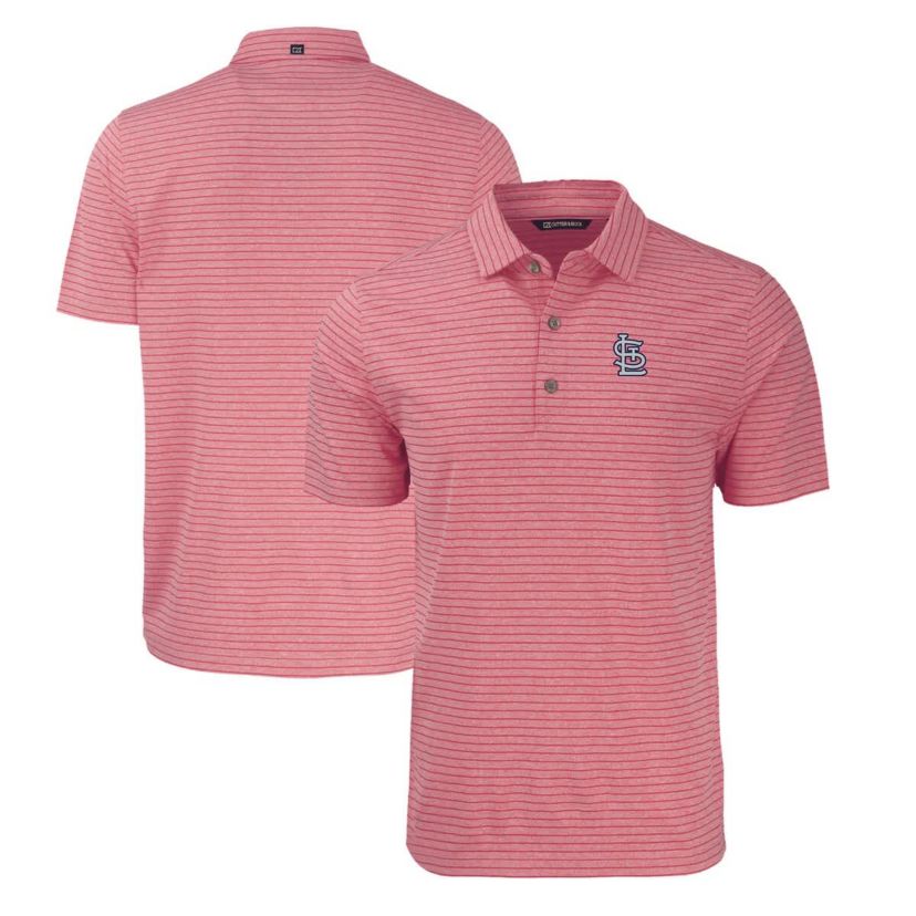 MLB St. Louis Cardinals Big & Tall Forge Eco ed Stripe Stretch Recycled Polo
