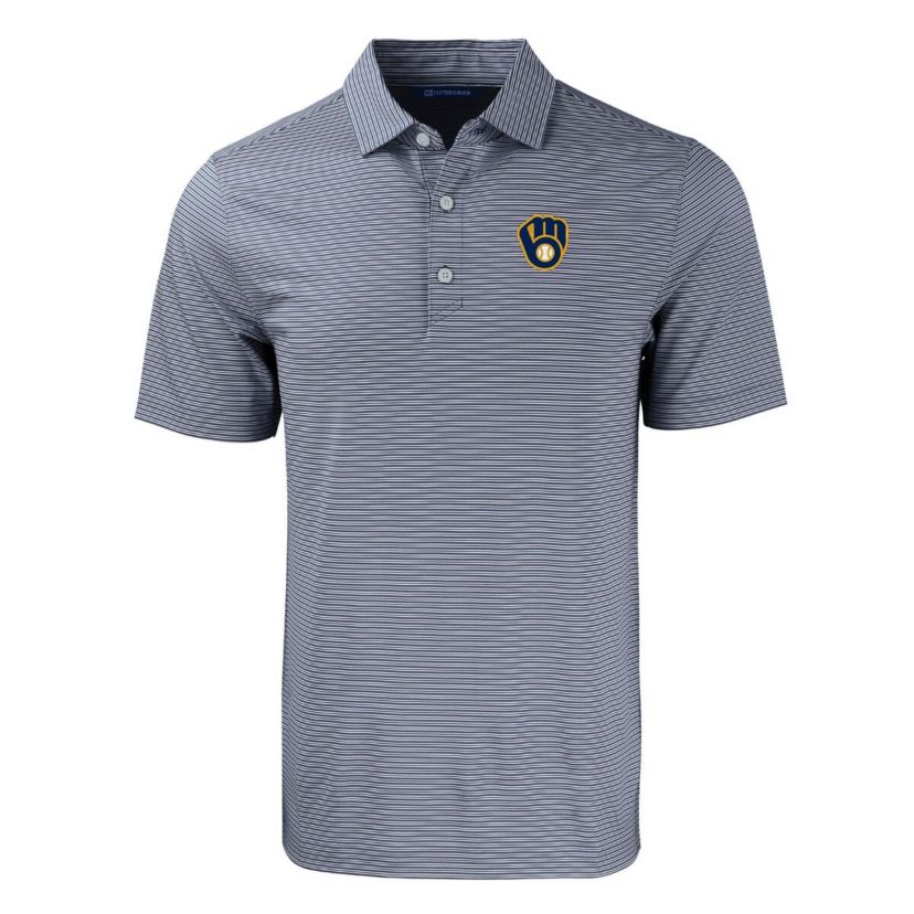 MLB Milwaukee Brewers Big & Tall Forge Eco Double Stripe Stretch Recycled Polo