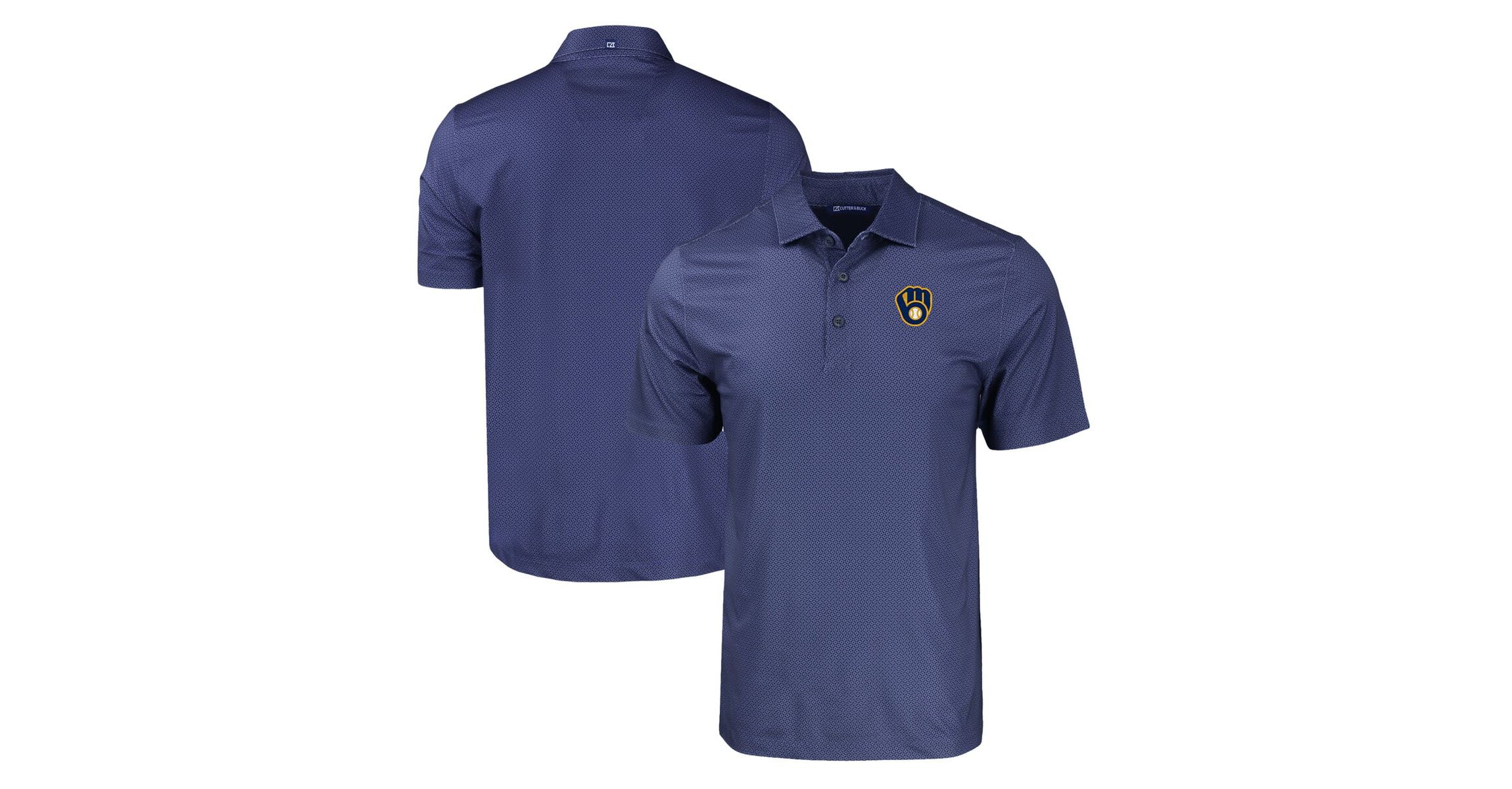 MLB Milwaukee Brewers Big & Tall Pike Eco Tonal Geo Print Stretch Recycled Polo