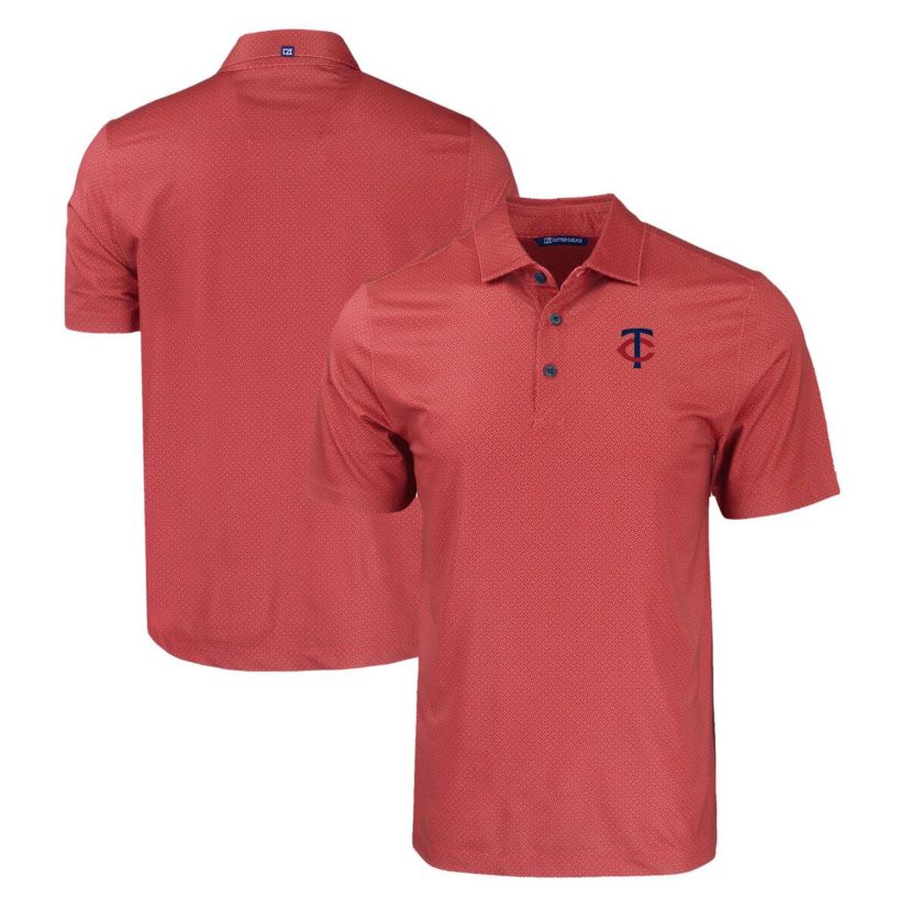 MLB Minnesota Twins Big & Tall Pike Eco Tonal Geo Print Stretch Recycled Polo