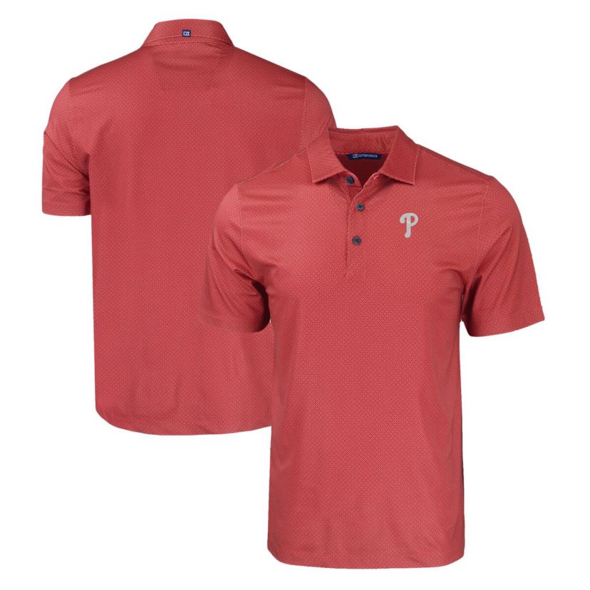 MLB Philadelphia Phillies Big & Tall Pike Eco Tonal Geo Print Stretch Recycled Polo