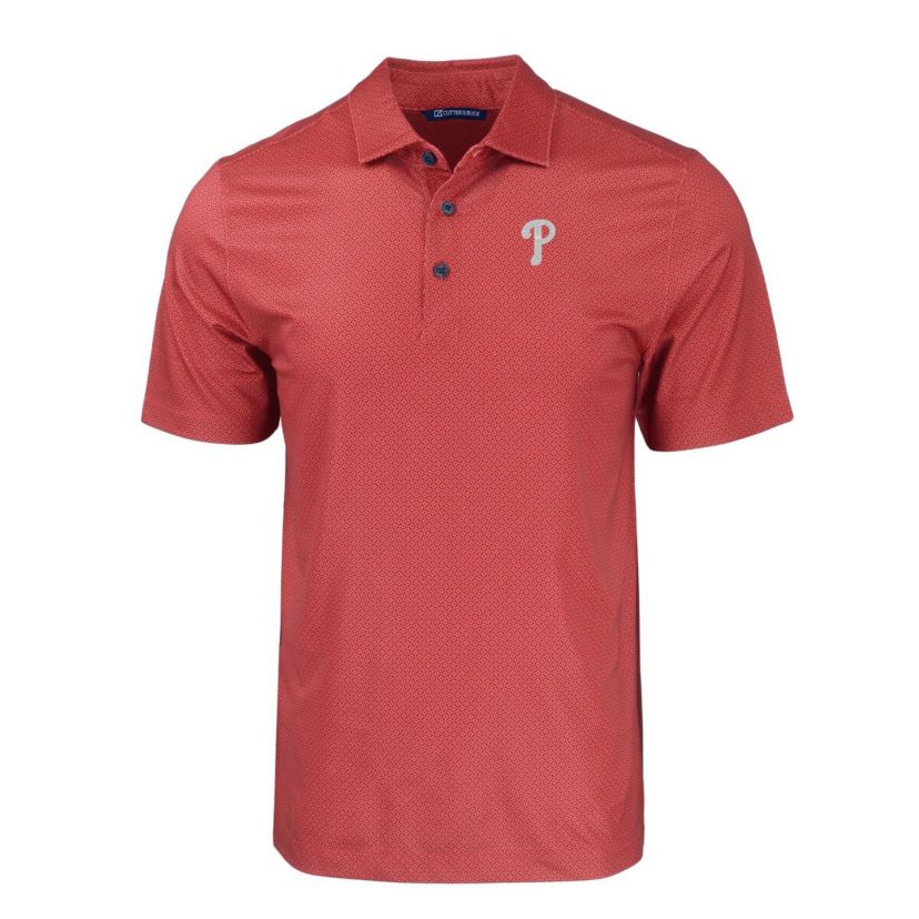 MLB Philadelphia Phillies Big & Tall Pike Eco Tonal Geo Print Stretch Recycled Polo