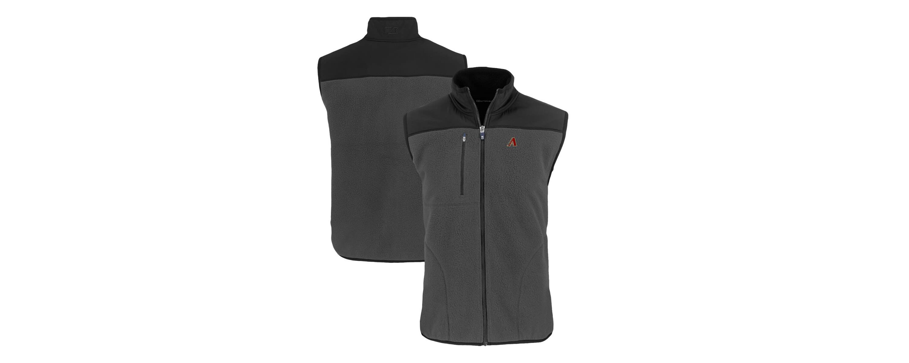 MLB Gray/Black Arizona Diamondbacks Cascade Eco Sherpa Fleece Full-Zip Vest
