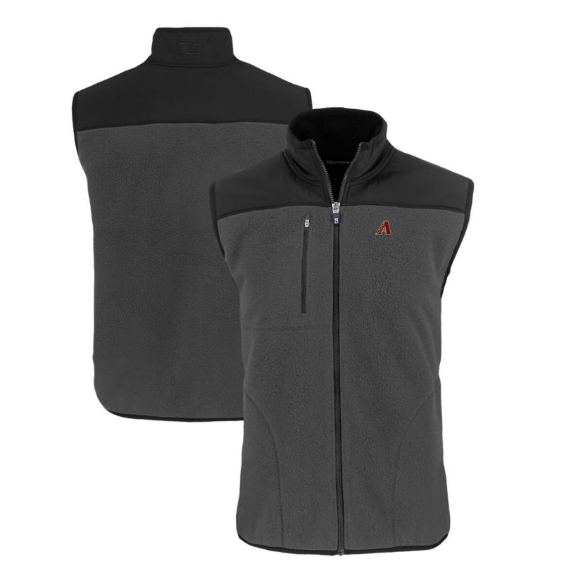 MLB Gray/Black Arizona Diamondbacks Cascade Eco Sherpa Fleece Full-Zip Vest